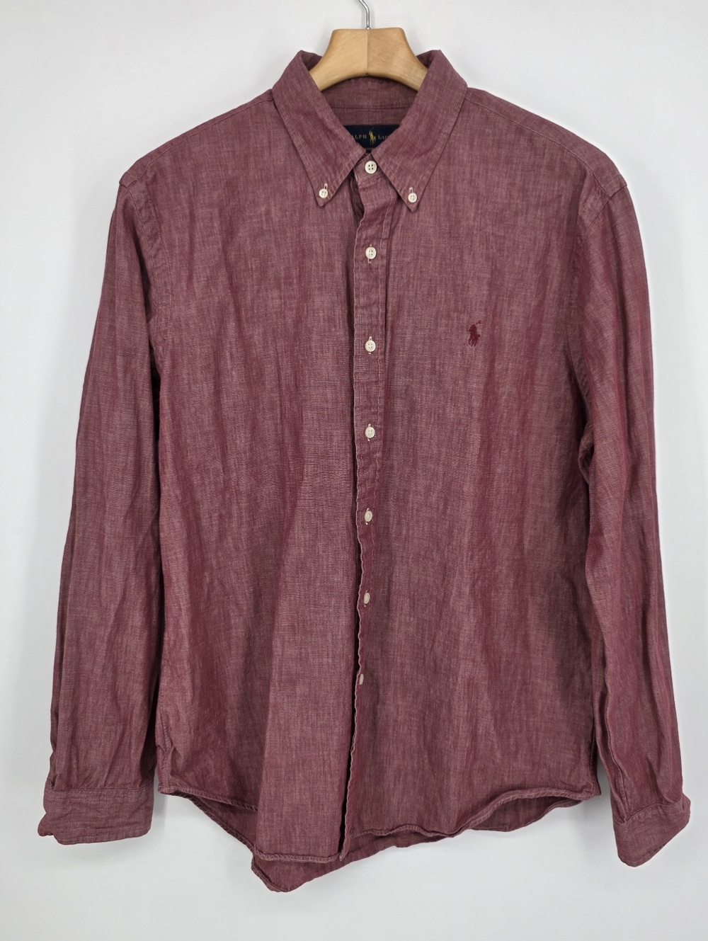 Ralph Lauren Slim Fit Button-Down Shirt - XL Burgundy/Red